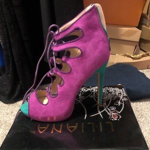 Turquoise and Purple pumps